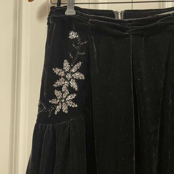 Vintage Velvet Lace Sequin Skirt Black – S - Picture 3 of 12